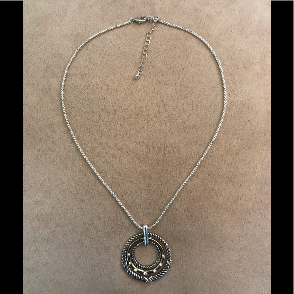 Gold/Silver X Circle Pendant Necklace